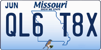 MO license plate QL6T8X