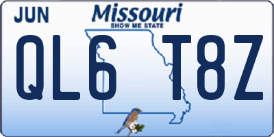 MO license plate QL6T8Z