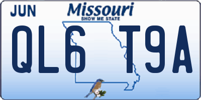 MO license plate QL6T9A