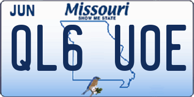 MO license plate QL6U0E
