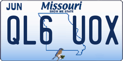 MO license plate QL6U0X