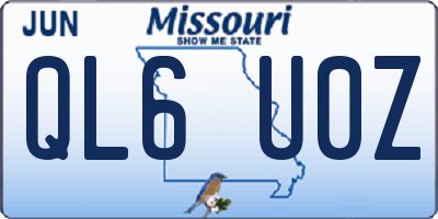 MO license plate QL6U0Z