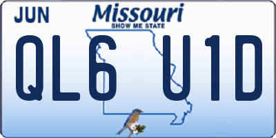 MO license plate QL6U1D