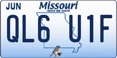 MO license plate QL6U1F