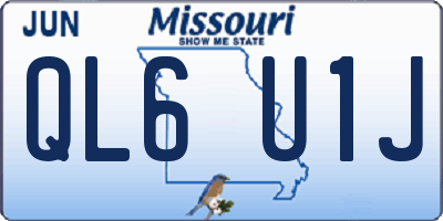 MO license plate QL6U1J