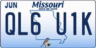 MO license plate QL6U1K