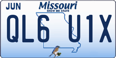 MO license plate QL6U1X