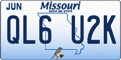 MO license plate QL6U2K