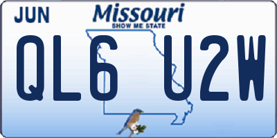 MO license plate QL6U2W