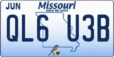 MO license plate QL6U3B