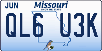 MO license plate QL6U3K