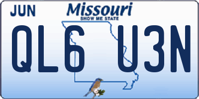 MO license plate QL6U3N