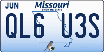 MO license plate QL6U3S