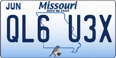 MO license plate QL6U3X