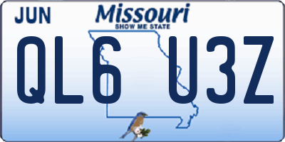 MO license plate QL6U3Z