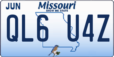 MO license plate QL6U4Z