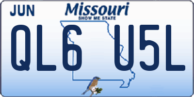 MO license plate QL6U5L