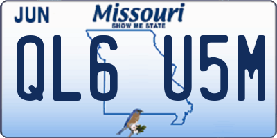 MO license plate QL6U5M