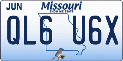MO license plate QL6U6X