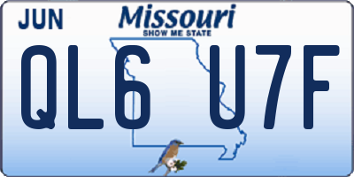 MO license plate QL6U7F