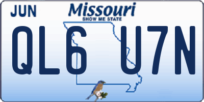 MO license plate QL6U7N