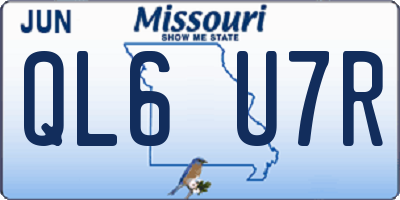 MO license plate QL6U7R
