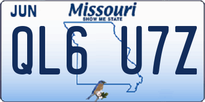 MO license plate QL6U7Z