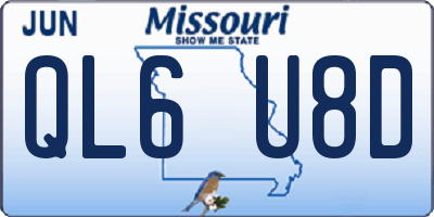 MO license plate QL6U8D