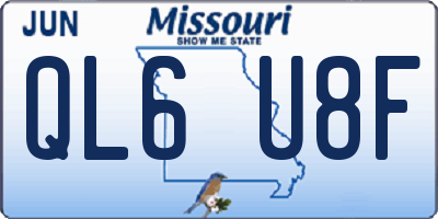 MO license plate QL6U8F