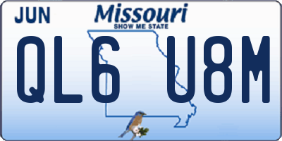 MO license plate QL6U8M
