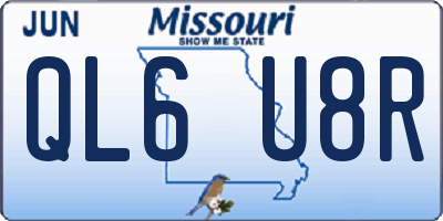 MO license plate QL6U8R
