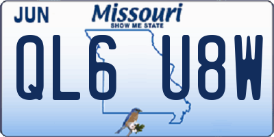 MO license plate QL6U8W