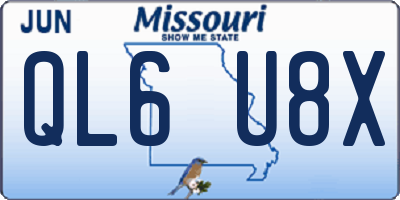 MO license plate QL6U8X