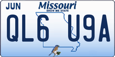 MO license plate QL6U9A