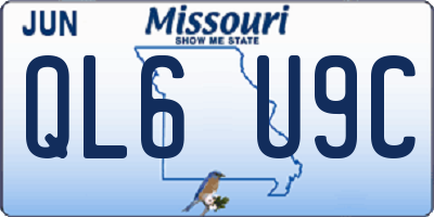 MO license plate QL6U9C