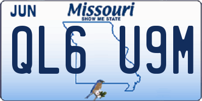 MO license plate QL6U9M