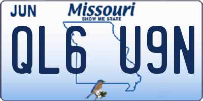 MO license plate QL6U9N