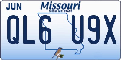 MO license plate QL6U9X
