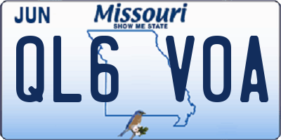 MO license plate QL6V0A