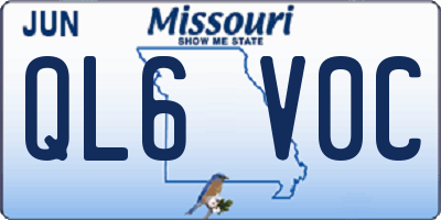 MO license plate QL6V0C