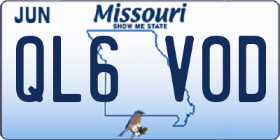 MO license plate QL6V0D