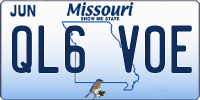 MO license plate QL6V0E