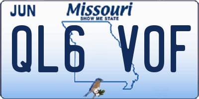 MO license plate QL6V0F