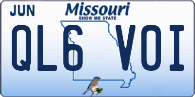 MO license plate QL6V0I
