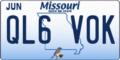 MO license plate QL6V0K