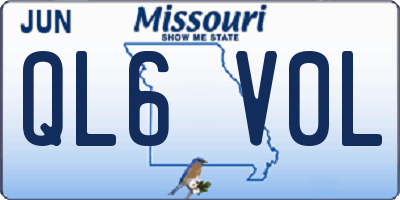 MO license plate QL6V0L