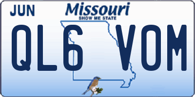 MO license plate QL6V0M