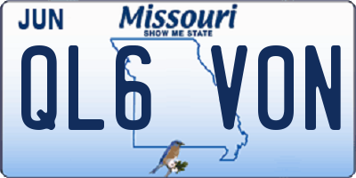 MO license plate QL6V0N