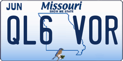 MO license plate QL6V0R