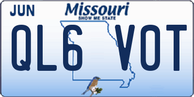 MO license plate QL6V0T